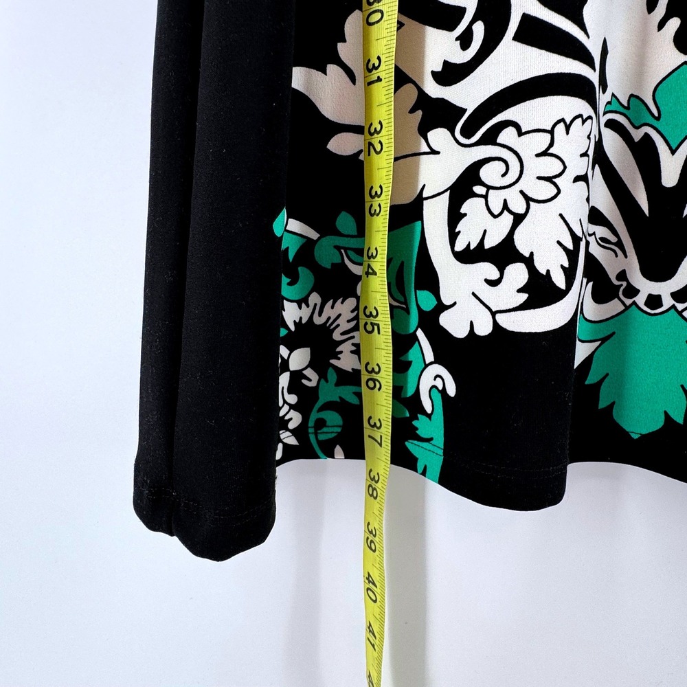 Blooming Rose Shift Dress Women Large Black Green White Damask Keyhole Bar Neck - Picture 5 of 6